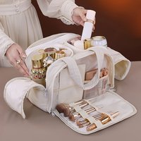 Large Travel Toiletry Organizer 4 Door Medicine Storage Bag Lightweight Portable Cosmetic Makeup Case Zipper for Trip Daily
