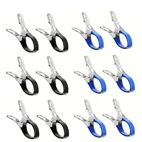 1/6/12Pcs Stainless Steel Hanger Clips Plastic Windproof Clothes Pins Spring Clamp Beach Towel Powerful Clothespins Quilt Clip