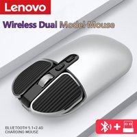Lenovo 2.4G Dual Model Bluetooth Wireless Mouse Silence Rechargeable Ergonomic Office Mouse Anti-Slip Desktop Key For MacBook PC