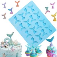 Blue Silicone 16 Fish Tail Shape Chocolate Mold Cupcake Decoration Mould Baking Tools