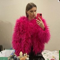 Candy Colorful Elegant Fuzzy Faux Fur Coat Women 2024 Winter Fashion Shaggy Fluffy Sheep Fur Jacket Festival Fur Coats