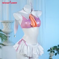 Miccostumes Women's Einzbern Cosplay Costume Two-Piece Swimsuit with Shawl Neck Scarf Bathing Suit