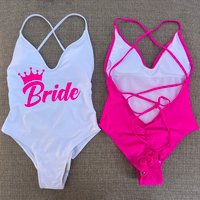 Bride&Team Bride Padded One Piece Swimsuit Monokini Print Bathing Suit Female Swimwear Beachwear