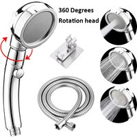 3 Modes Shower Head High Pressure Adjustable 360 Degrees Rotating with Stop Button Hose Water Saving Handheld Bathroom Shower