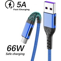 66W Type C Cable Super Fast Charging Cord 5A Quick Charge USB C Cables Phone Charger For Samsung Xiaomi Huawei Oneplus POCO OPPO