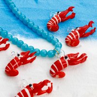 1 Piece Red Stripe Lobster Lampwork Glass Ocean Jewelry Pendants For DIY Necklace Jewelry Making Ornament Aquarium Decoration