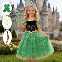 Full Printing Kids Cosplay Anna Summer Princess Costume Birthday Carnival Party Prom Dress Toddler Role Play Clothing Outfits