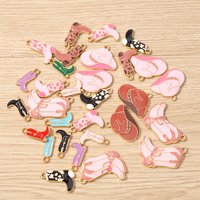10pcs Cute Mix Enamel Boots Hat Charms Pendants for Jewelry Making Drop Earrings Necklaces Bracelets DIY Crafts Accessories
