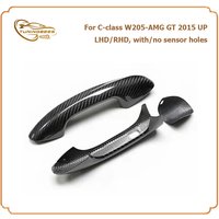 Full Dry Carbon Fiber Door Handle Cover Stickers for Benz C-class W205-AMG GT 2 Door 3 Pieces LHD/RHD with/No Remote Keyholes