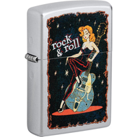 Zippo Rock & Roll Girl Guitar Player Chrome Pocket Windproof Collection in box