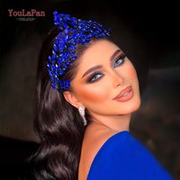 TOPQUEEN Blue Color Rhinestone Hairband Bridal Luxury Headband Wedding Hair Accessories Bride Headpiece Party Hair Hoop HP868