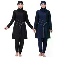 3XL-8XL Plus Size Women Muslim Swimming Wear Modest Full Cover Arab Ladies Loose Swimsuits Quick Dry Patchwork Round Collar