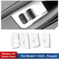 White Window Lift Switch Panel Button Cover for Tesla Model Y Juniper 2026 2025 Interior Trim Stickers Accessories 4 Pieces