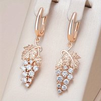 Full Shiny Synthetic Zircon Long Dangle Earring for Women Gold Color Unique Crystal Grape Shape Earrings Daily Cute Jewelry