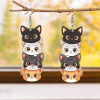 2D Flat Acrylic Cartoon Cute Cat Earrings for Women Halloween Matching Cute and Fun Texture Creative Accessories Fashion