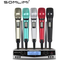 SOMLIMI 500-599MHz UHF SKM9100/SKM9000 Stage Performance Home KTV Professional Dual Wireless Microphone Dynamic Material Metal