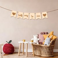 YOMDID 1pc Half Way To One Wooden Banner Half Birthday Banner Its My 1/2 Birthday Decoration Half Birthday Decorations Prop