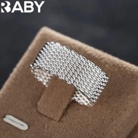 Hot classic 925 Sterling Silver charms Simple Net Rings lady fine Jewelry for Women men Size 6 7 8 9 10 Fashion Wedding gifts