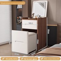 Integrated bedroom flip solid wood bedside table, light makeup, high-end mini dressing table