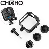 For Gopro Max 2 Accessories Frame Case Shell Protective Extra Cage + Base Mount Rubber Lens Cap Cold Shoe For Go Pro Max2 Camera