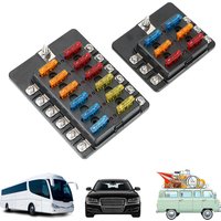 Fuse Box Holder 32V 100A For Auto Car Boat Marine Plastic Cover 6 Ways 12 Ways Blade Fuse Block M5 Stud With LED Indicator Light