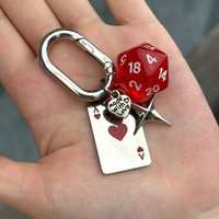 Red Heart A Dice Keychain bag charms purse Car Keyring Exquisite Unisex Couple Backpack Decoration Fashion Accessories men Gifts