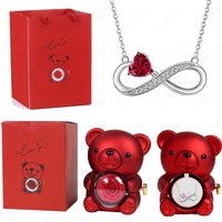 Red Heart Pendant Necklaces With Cute Bear Rose Flower Gift Box For Mother Day Women 2026 Valentine Christmas Jewelry
