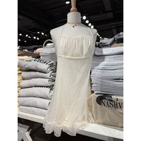 Polka Dot Embroidery Mesh Mini Dress Woman Lace-up A-line Folds Strapless Short Vestidos Female Casual Sweet Cute Camis Dresses