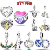 Silver-Plated Heart Bead Gold Cross Charms Beads Fit Original Bracelets Bag Keychain Charms Beads Pendant Diy Women Jewelry Gift