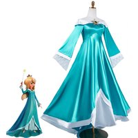 Women's Galaxy Themed Cosplay Princess Dress Full Outfit with Crown And Gloves for Halloween Carnival Party Role Play Costume