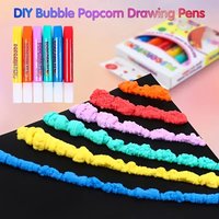 6pcs Colorful Popcorn Pens, 3D Puffy Paint Markers for Kids, Perfect for Fun Art Projects, Home Activities & Party Crafts
