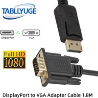 TABLLYUGE 1.8m DisplayPort To VGA Adapter Cable 1080P DP to VGA Male to Male Adapter For PC Computer Laptop TV Monitor Projector