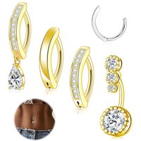 Reversed Clicker 14G Curved Cross Dangled Belly Button Ring Belly Piercing Stainless Steel Navel Piercing Nombril Accessories