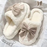2025 Women's Cotton Slippers Indoor Home Anti-Slip Thick Bottom Fluffy Slip-On Slippers Comfortable Home Shoes for Autumn Winter