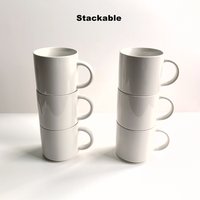 ReadStar 6PCS Stakable Pure White Ceramic Coffee Tea Drink Cup Set 290ml China Hotel Household Office Conference Cups