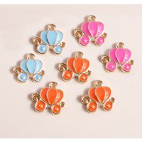 10pcs Cartoon Enamel Pumpkin Carriage Charms for Earring Necklace Pendants DIY Handmade Jewelry Making Accessories
