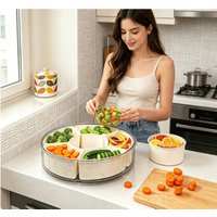 Multi Layer Rotating Snack Tray PP Material With Lid Handle Fruit Vegetable Serving Plate Home