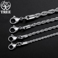 ALITREE Men Women Width 2/3/4MM Rope Chain Necklace 45-70cm Hip Hop 925 Sterling Silver Twisted Rope Necklaces Fashion Jewelry