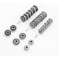 50 pieces Tibetan Antique Silver color Round Loose Bead Pendants Spacer Beads for DIY Jewelry Making Charms Bracelet Finding