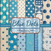 12pcs Vintage Blue Polka Dot Decorative Scrapbook Paper,For Junk Journaling,Diy Crafts,Scrapbooking,Collage,Gifts Wrap Supplies