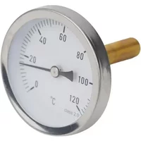 Thermometer With Copper Sheath 1/2" Axial Screw-in Buffer Boiler Heating 120°C Water Temperature Gauge, Bimetallic Thermometer