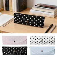 INS PVC Pencil Case Polka Dot Design Snap-button Type Stationery Pouch Pen Bag School Office