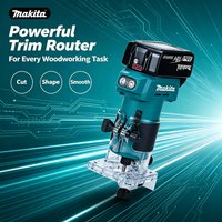 Kabelloser Makita DRT52 18V LXT Kompaktfräser mit Stabiler Geschwindigkeitsregelung, Perfekt für Vielseitige Holzarbeiten, Einschließlich Kantenformung, Nutenfräsen, Schlitzbearbeitung und