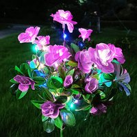 1PC Solar Azalea Lights - Color Flowers with Glowing Stems, IP65 Waterproof Outdoor Garden Decor for Yard/Patio/Pathway