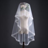 New Ivory Short Wedding Veils One Layer Bridal Exquisite Plum Blossom Sequins Appliques Lace Edge No Comb Velo De Novia 2026