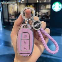 3Buttons Silver TPU Car Key Case Cover Shell Fob for Hyundai Santa I30 IX35 Encino KONA Solaris Azera Grandeur Elantra Accent Fe