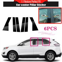 6PCS Pillar Cover Set Gloss Black or Silver Carbon Window Door Trim Upgrade For Ford Edge 2015-2020 Models