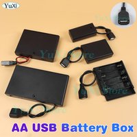 AA USB Battery Box 3V/4.5V/6V/9V/12V For LED Strip Lights USB Mini Power Supply Battery Box With Shell Cover ON OFF Switch