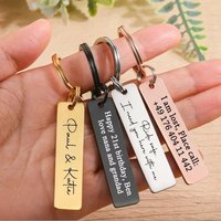 Customized Nane & Text Long Fine Keychain Exquisite Color Stainless Steel Material Key Chain Perfect Exquisite Pendant Gifts