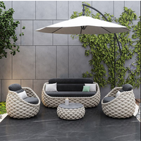 Private Villa Modern Wicker Curved Outdoor Dining Set Modular Bamboo Garten Sectional Small Sofa for Exterior Sit